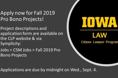 Apply now for Fall 2019 pro bono projects