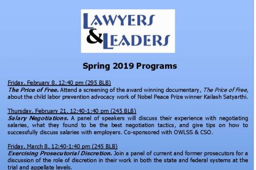 Lawyers and Leaders Schedule. 
