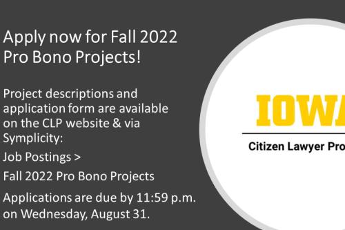 Apply now for fall pro bono projects