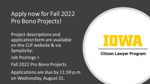 Apply now for fall pro bono projects